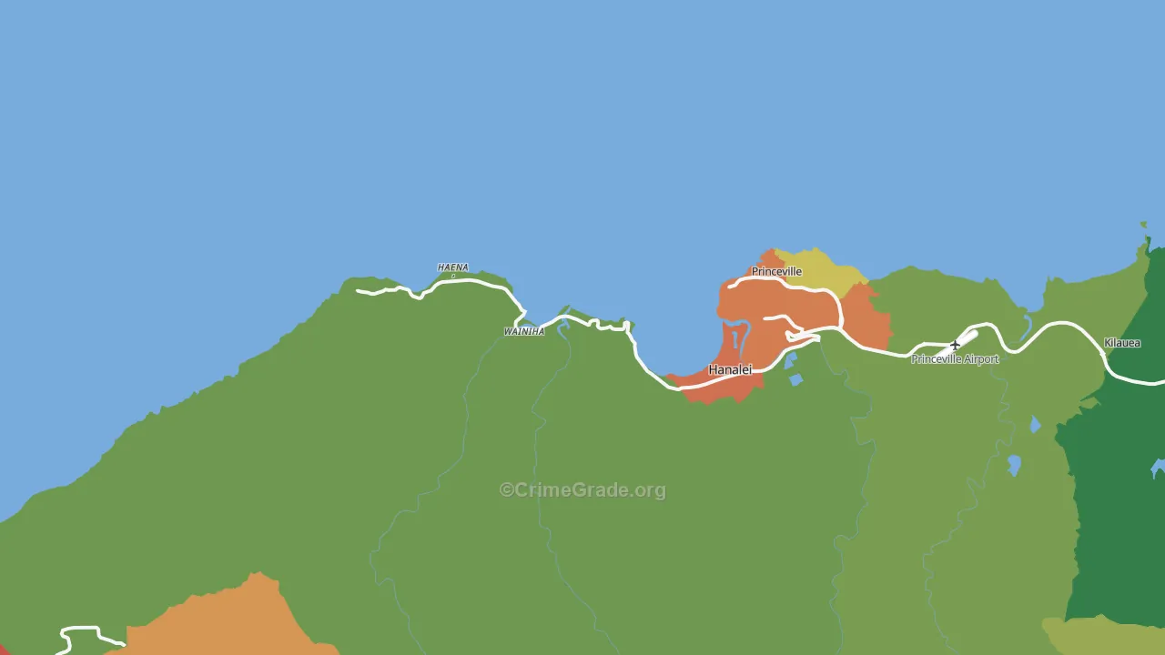 Hanalei, HI Map of Vehicle Theft Rates