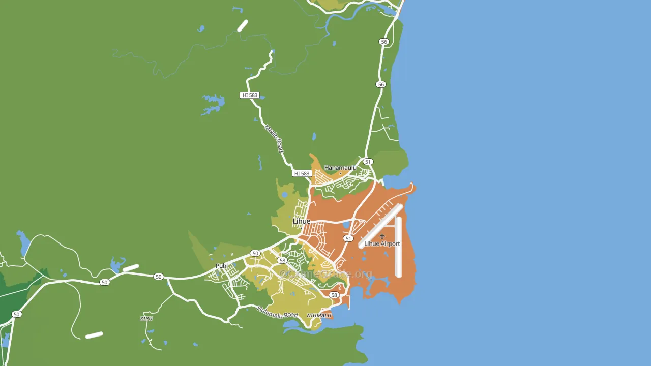 Hanamaulu, Lihue, HI Map of Vehicle Theft Rates