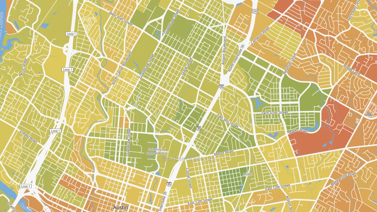 Hancock, Austin, TX Map of Vehicle Theft Rates