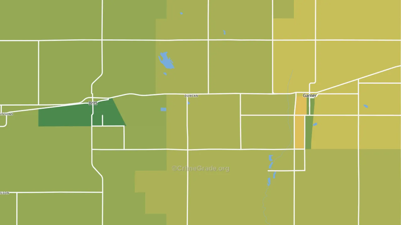 Hancock County, IA Map of Vehicle Theft Rates