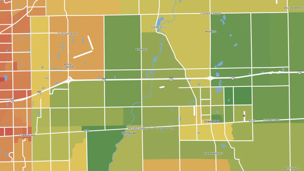 Hancock County, IN Map of Vehicle Theft Rates