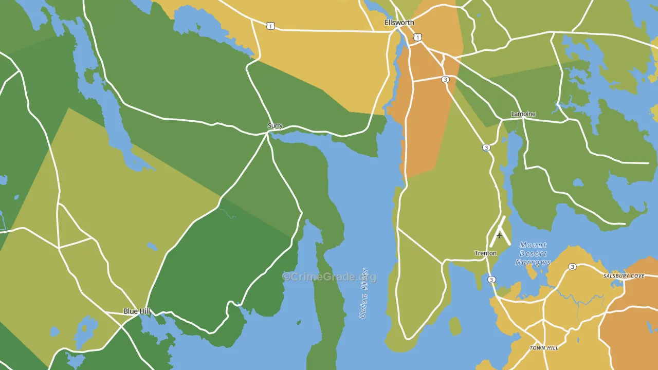 Hancock County, ME Map of Vehicle Theft Rates