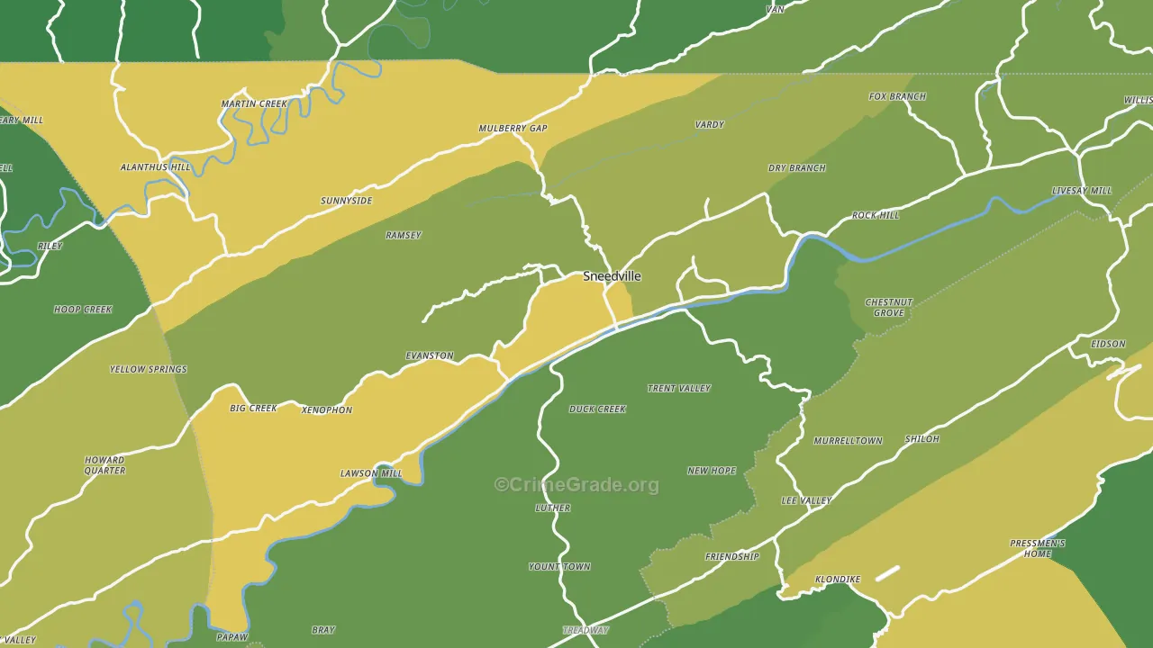 Hancock County, TN Map of Vehicle Theft Rates