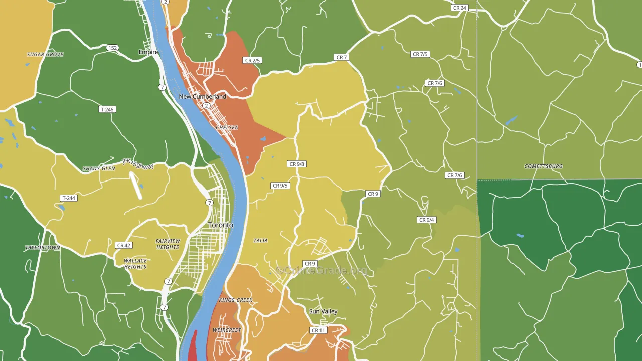 Hancock County, WV Map of Vehicle Theft Rates
