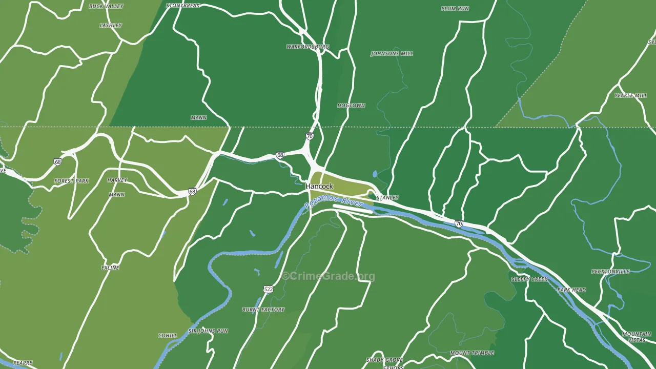 Hancock, MD Map of Vehicle Theft Rates