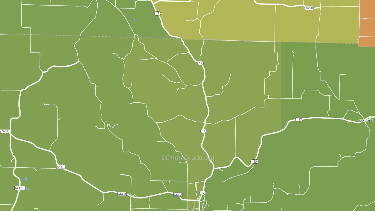 Hancock, MO Map of Vehicle Theft Rates