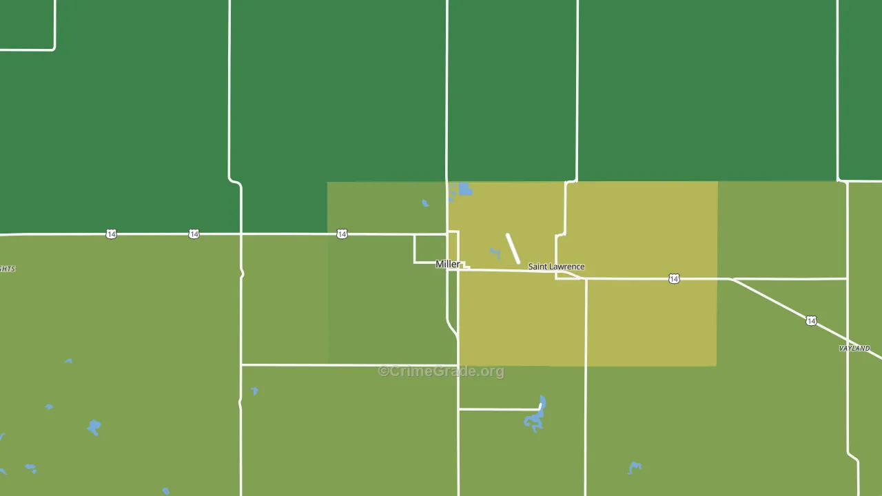 Hand County, SD Map of Vehicle Theft Rates