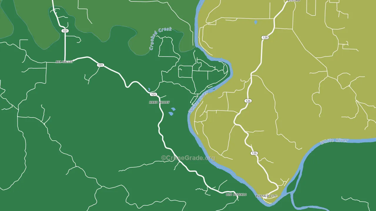 Hand Valley, AR Map of Vehicle Theft Rates