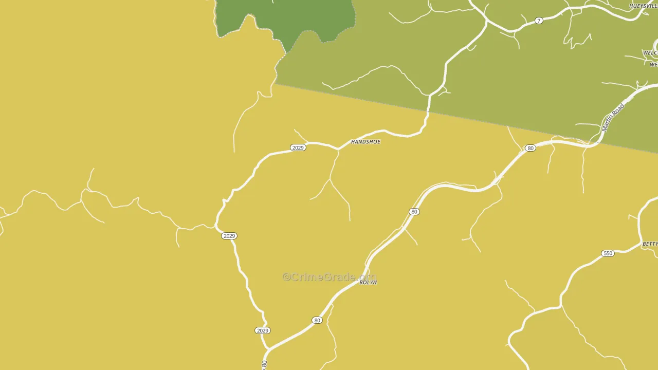 Handshoe, KY Map of Vehicle Theft Rates