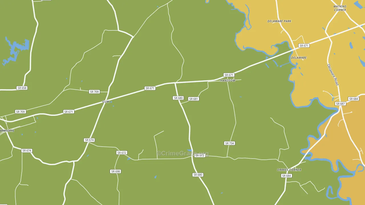Handsom, VA Map of Vehicle Theft Rates
