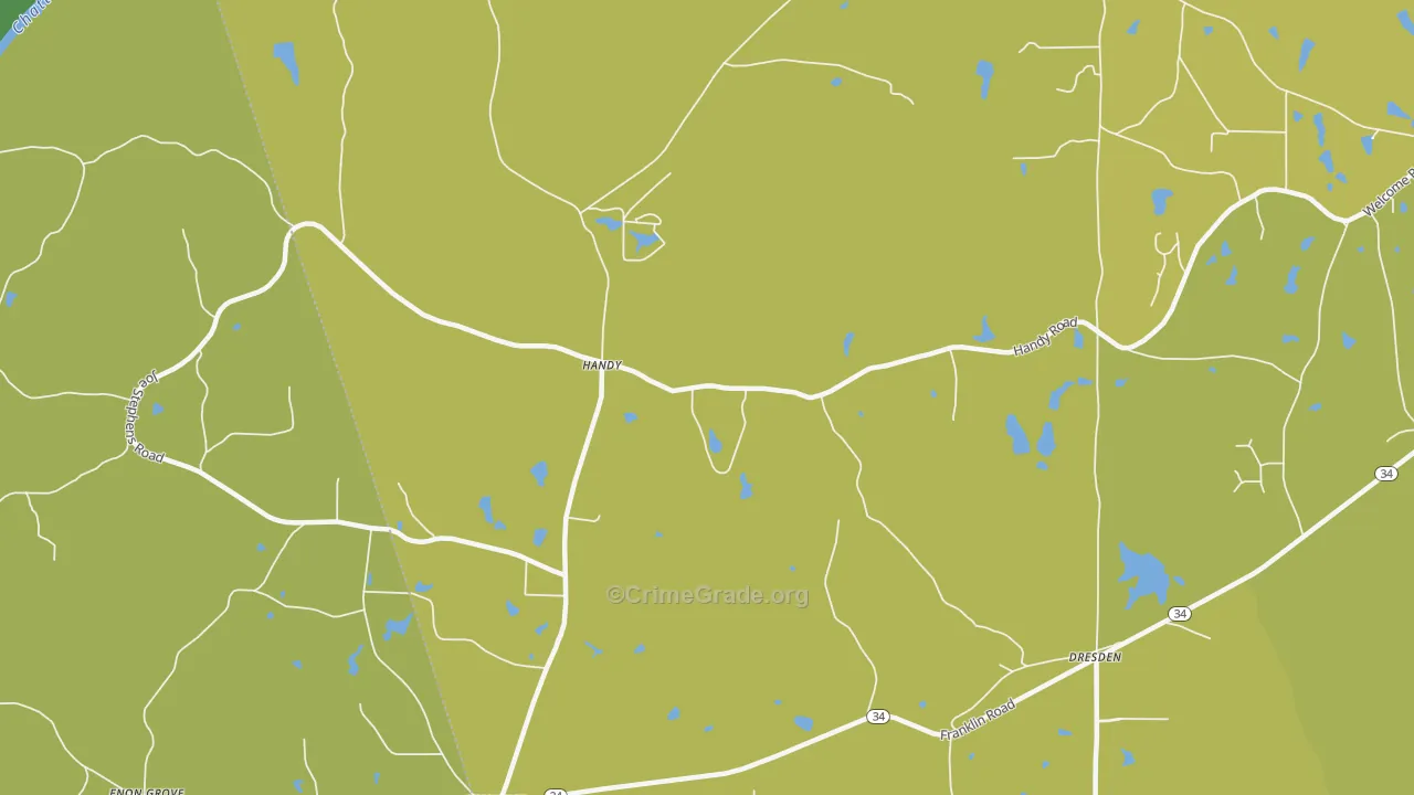 Handy, GA Map of Vehicle Theft Rates