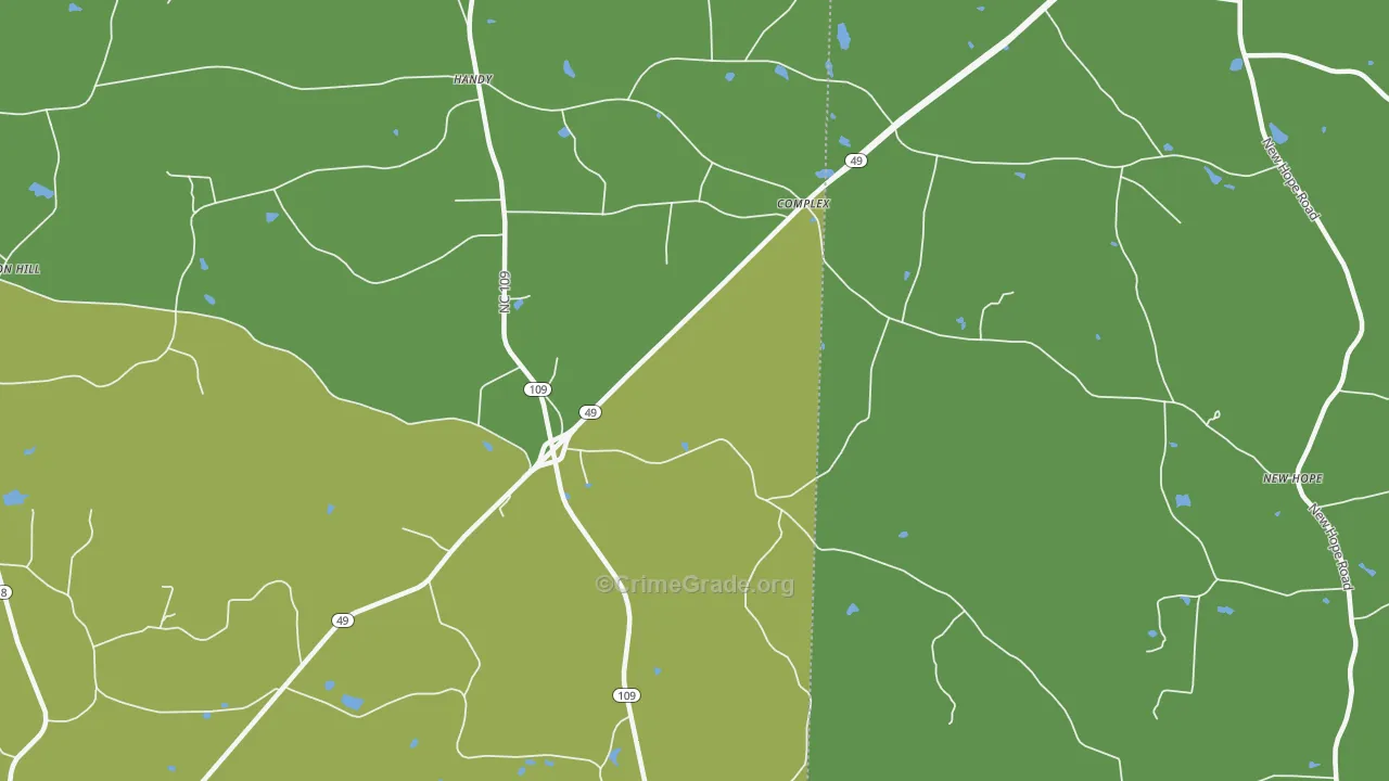 Handy, NC Map of Vehicle Theft Rates