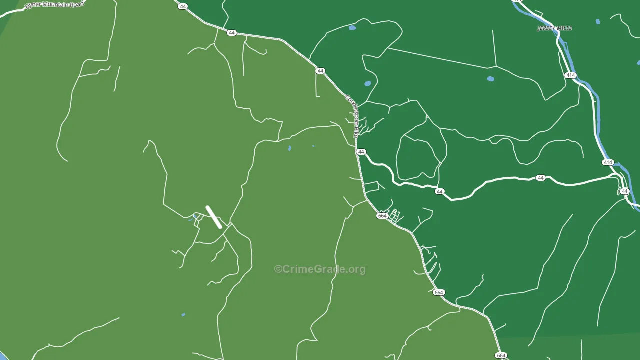 Haneyville, PA Map of Vehicle Theft Rates
