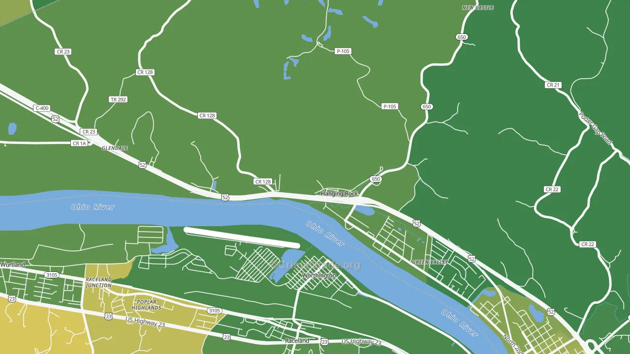 Hanging Rock, OH Map of Vehicle Theft Rates