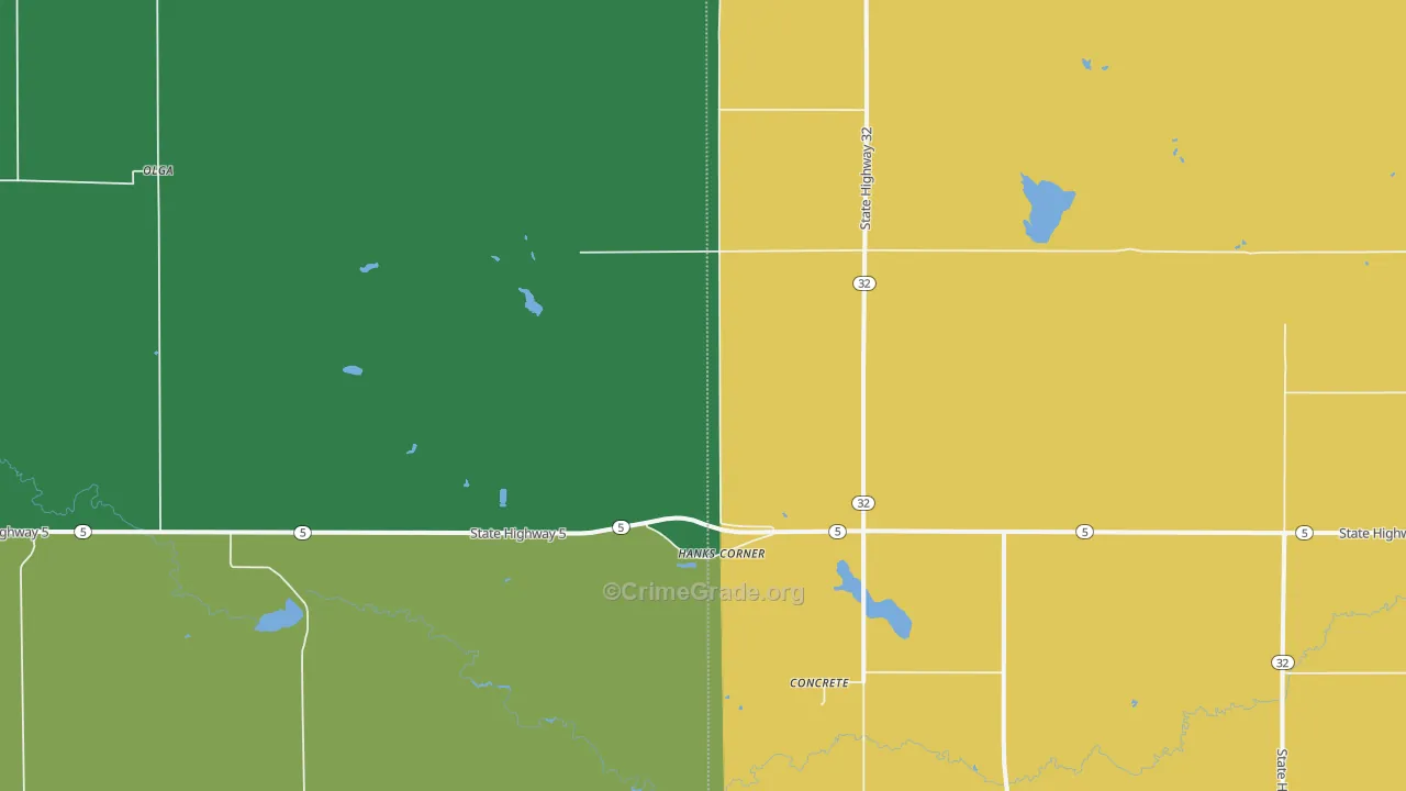 Hanks Corner, ND Map of Vehicle Theft Rates