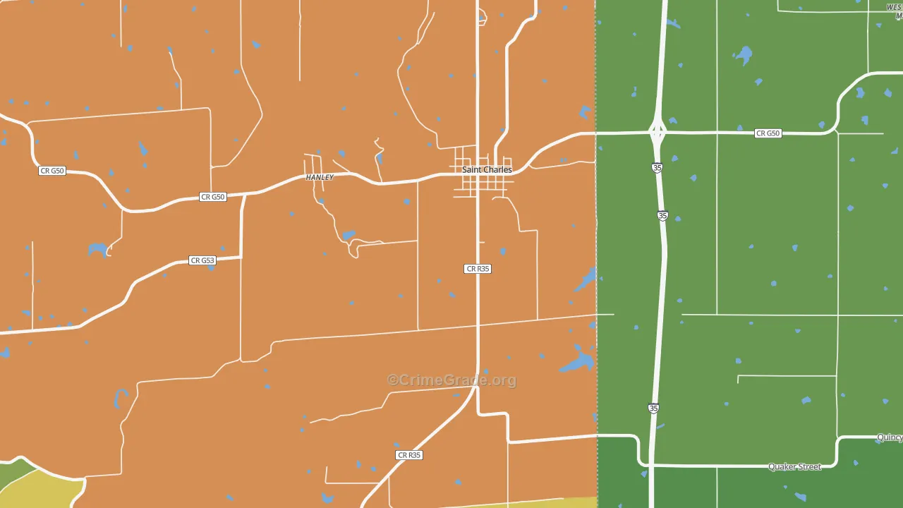 Hanley, IA Map of Vehicle Theft Rates