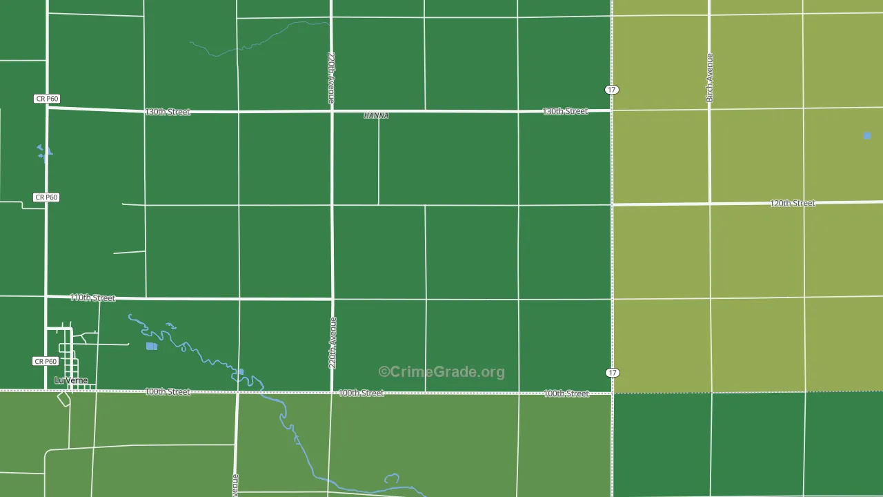Hanna, IA Map of Vehicle Theft Rates