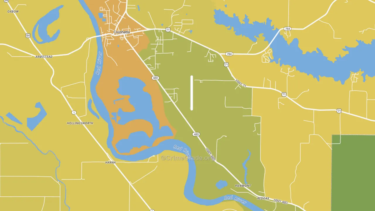Hanna, LA Map of Vehicle Theft Rates