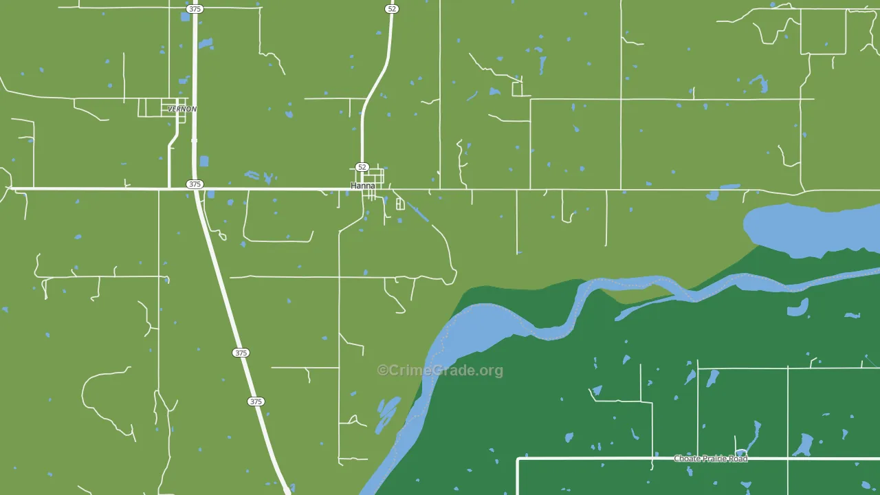 Hanna, OK Map of Vehicle Theft Rates