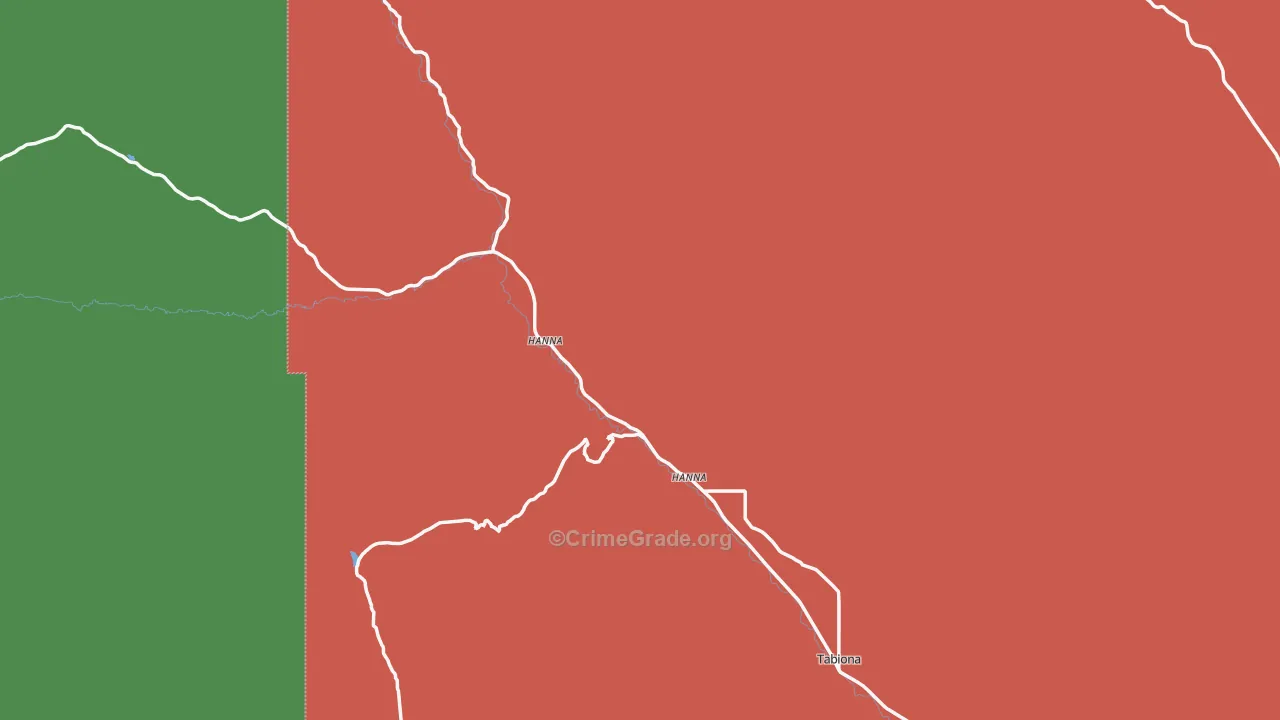 Hanna, UT Map of Vehicle Theft Rates