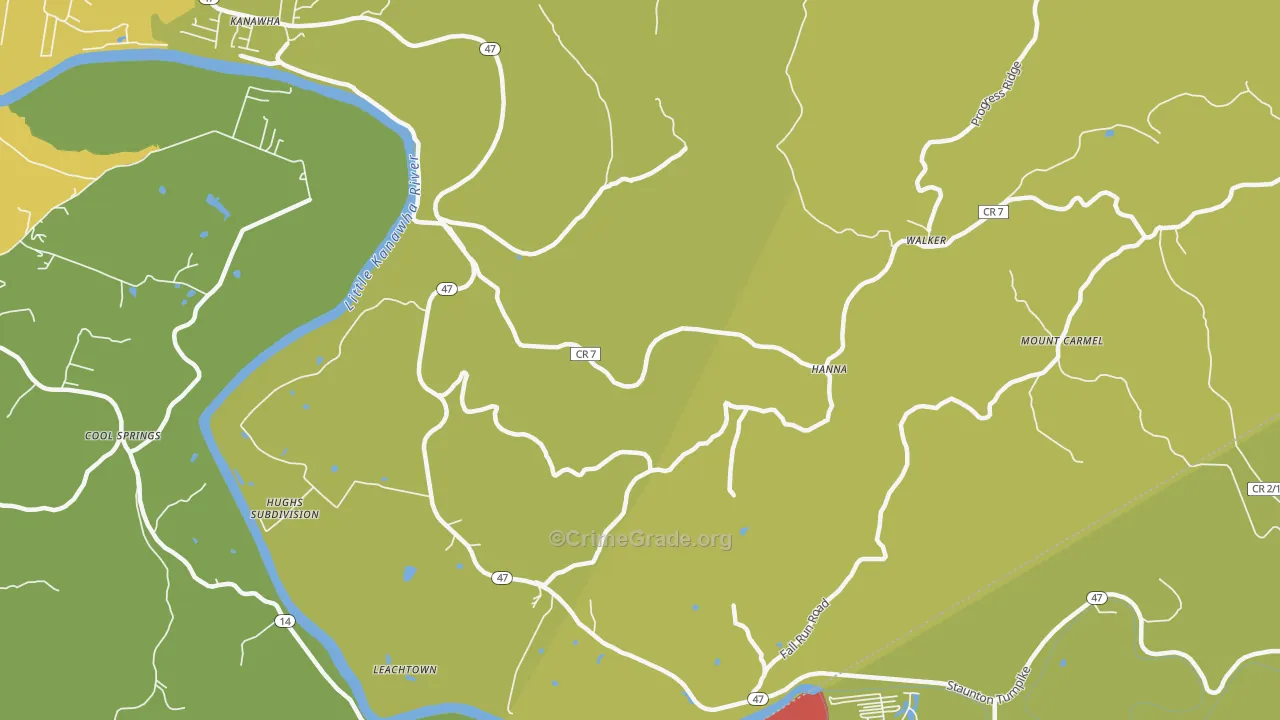Hanna, WV Map of Vehicle Theft Rates