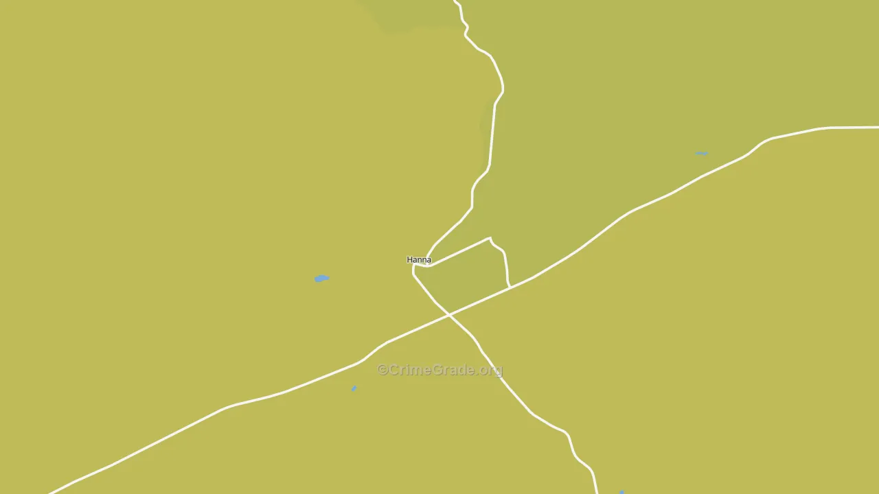 Hanna, WY Map of Vehicle Theft Rates