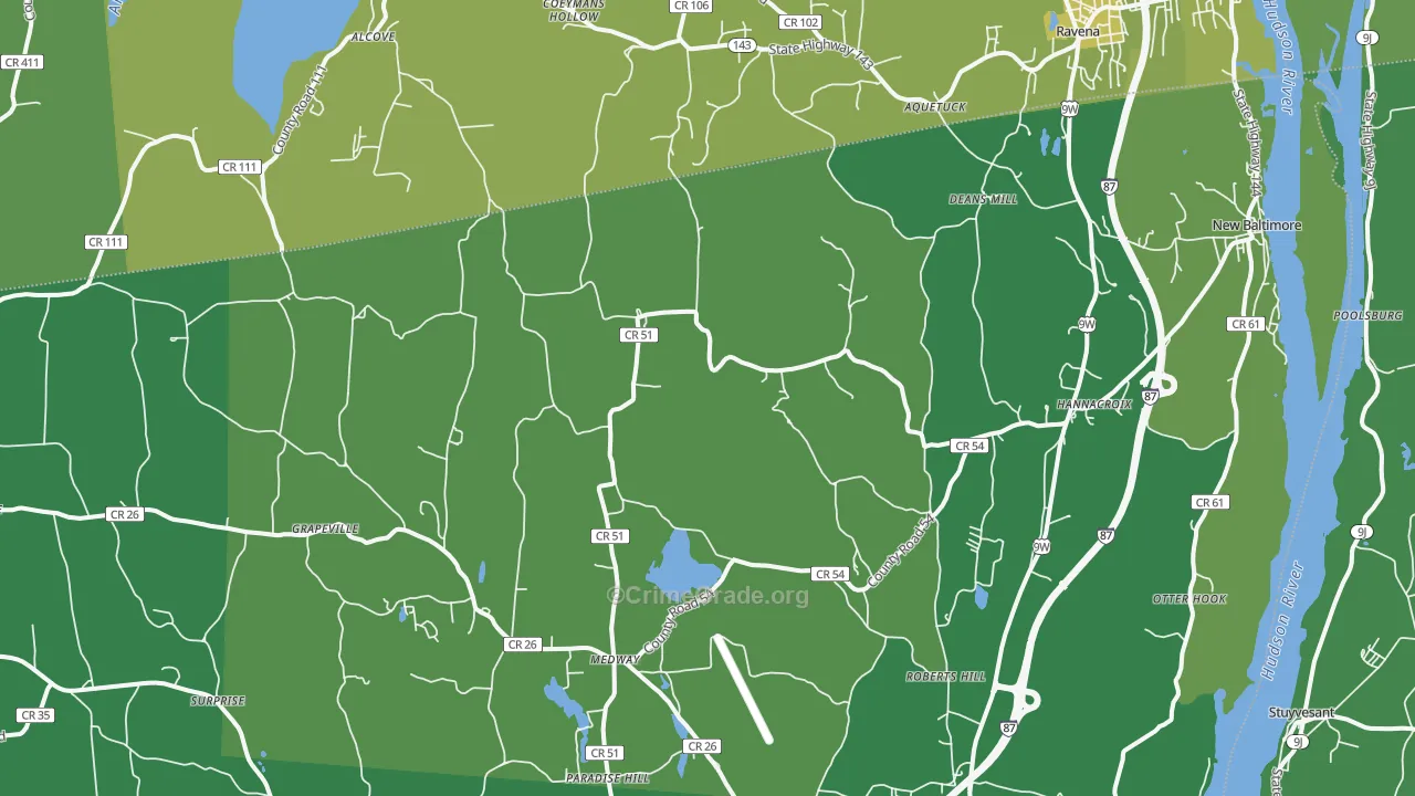 Hannacroix, NY Map of Vehicle Theft Rates