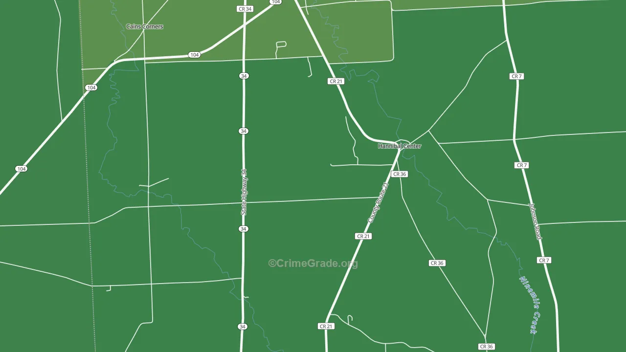 Hannibal Center, NY Map of Vehicle Theft Rates