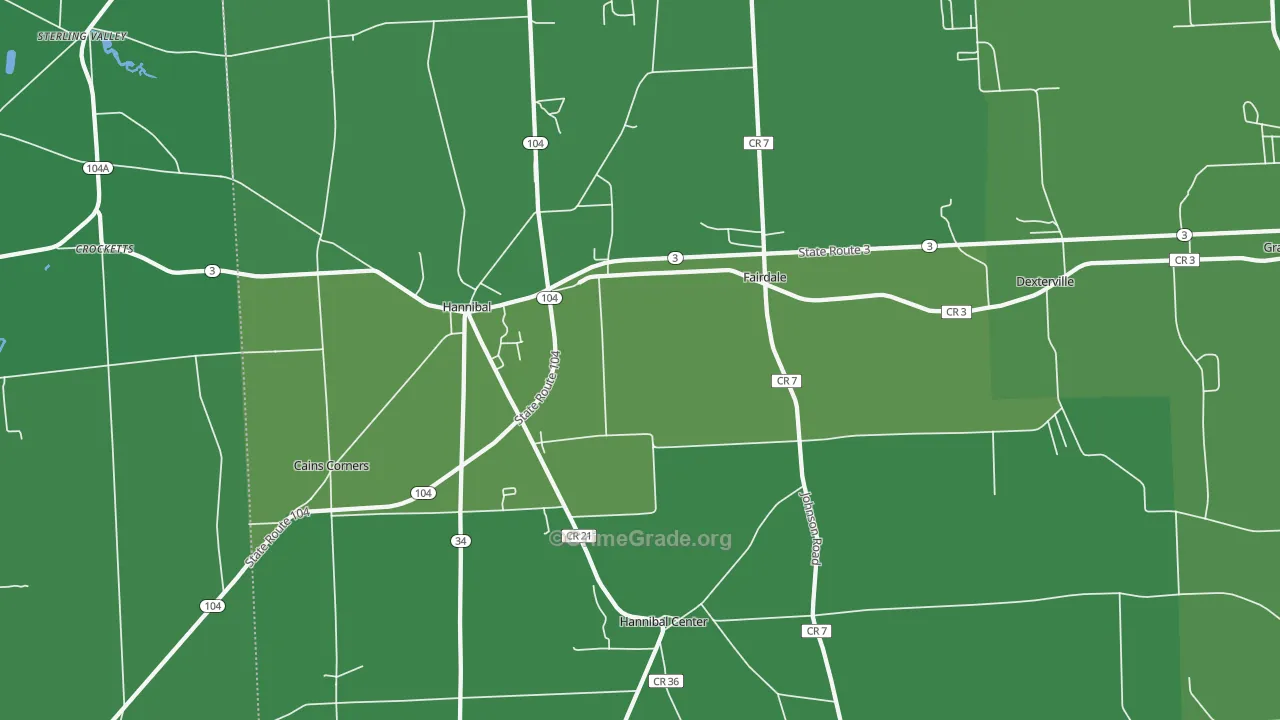 Hannibal, NY Map of Vehicle Theft Rates