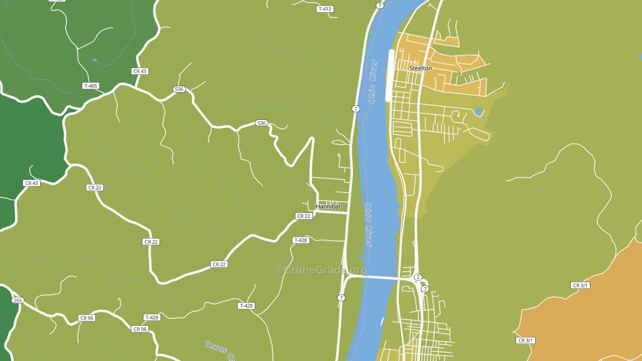 Hannibal, OH Map of Vehicle Theft Rates