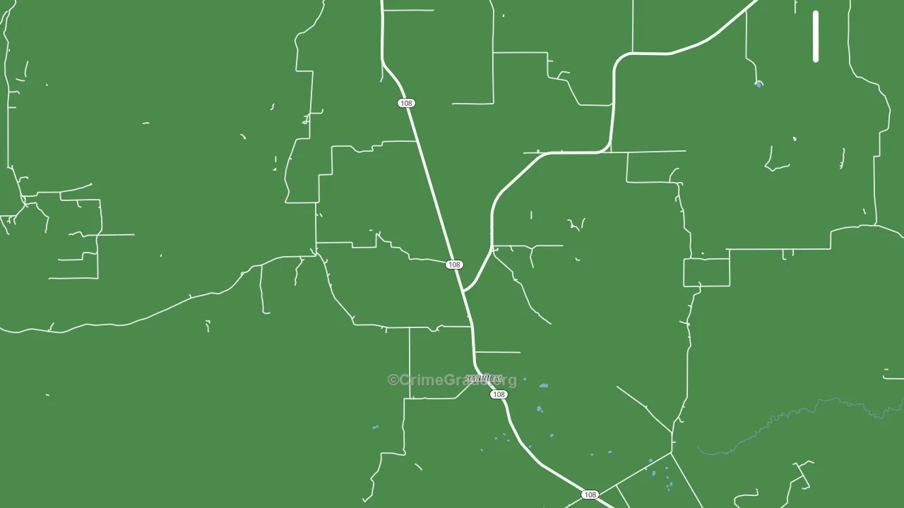 Hannibal, TX Map of Vehicle Theft Rates