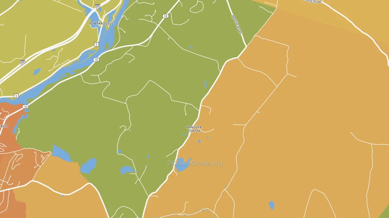Hanover Center, NH Map of Vehicle Theft Rates