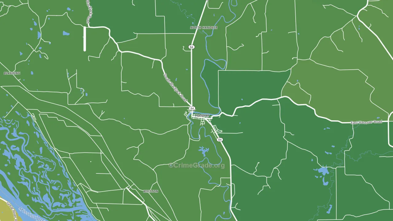 Hanover, IL Map of Vehicle Theft Rates