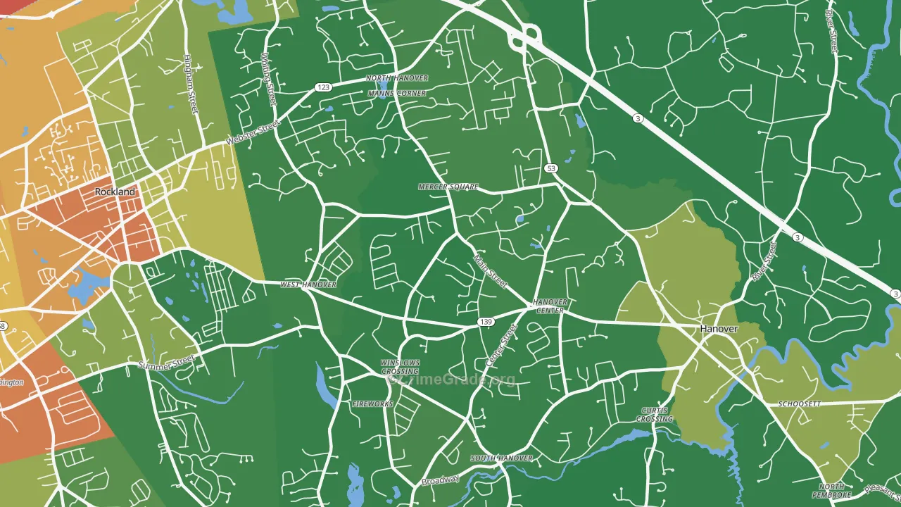 Hanover, MA Map of Vehicle Theft Rates