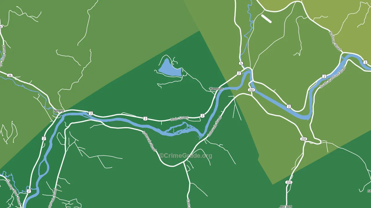 Hanover, ME Map of Vehicle Theft Rates