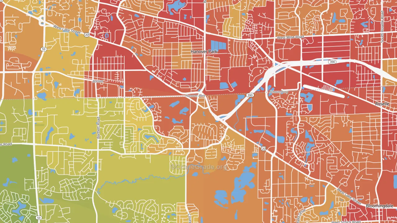 Hanover Park, IL Map of Vehicle Theft Rates
