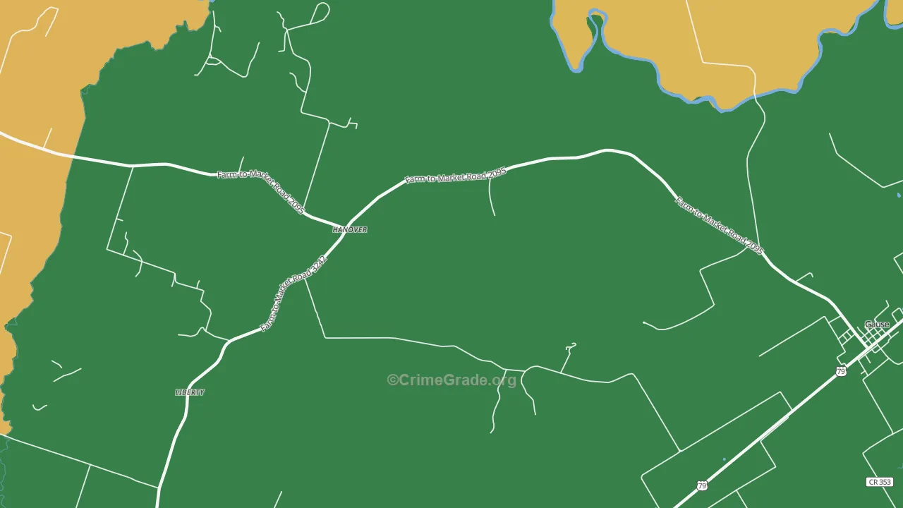 Hanover, TX Map of Vehicle Theft Rates