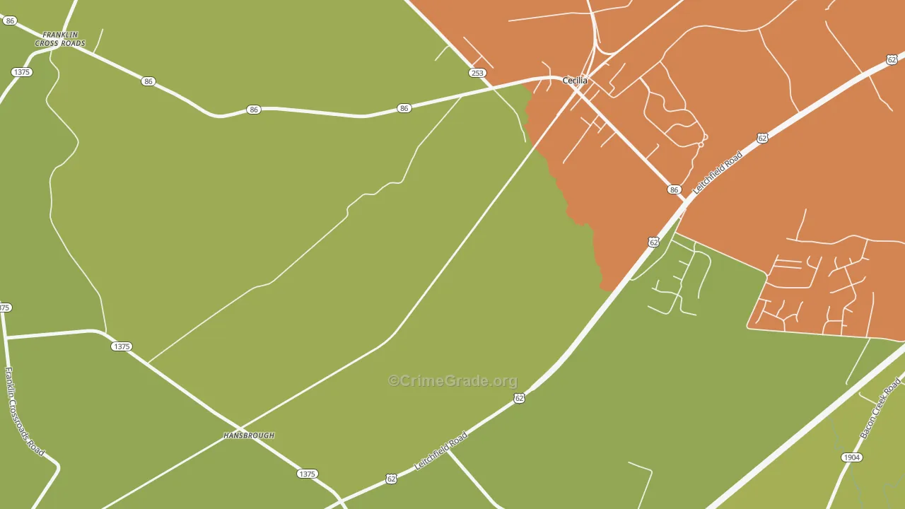 Hansbrough, KY Map of Vehicle Theft Rates