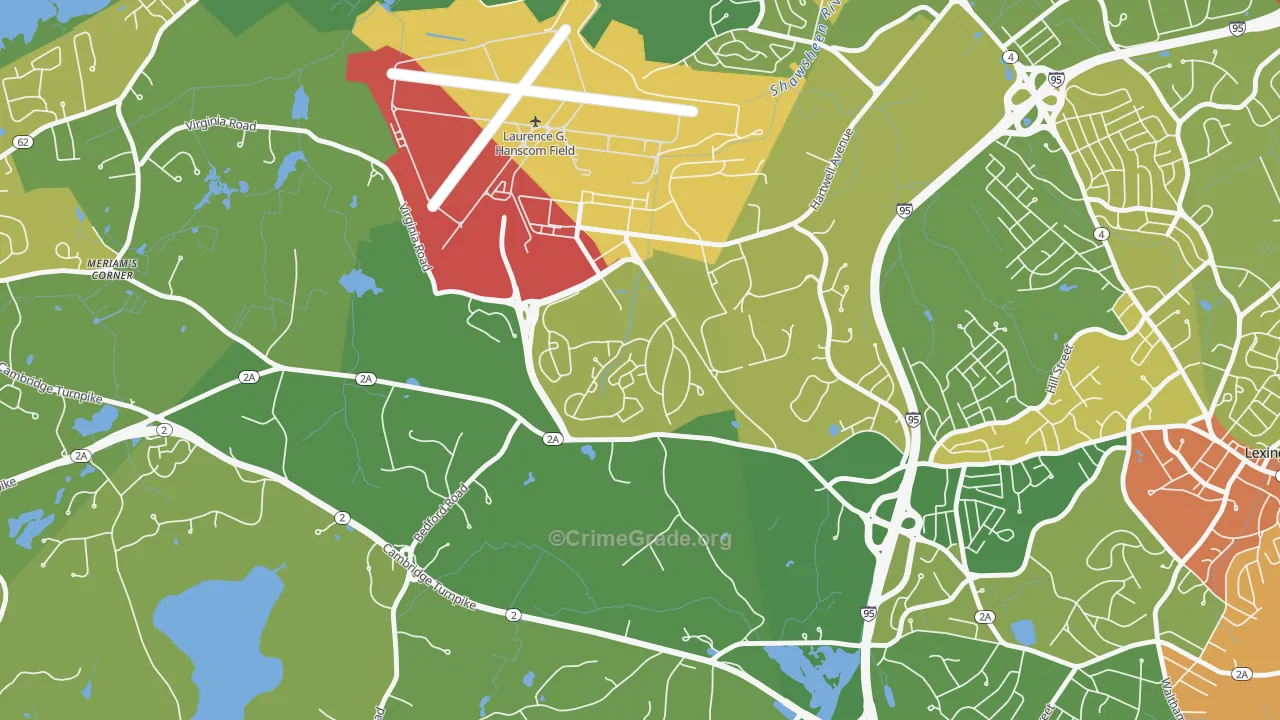 Hanscom Afb, MA Map of Vehicle Theft Rates