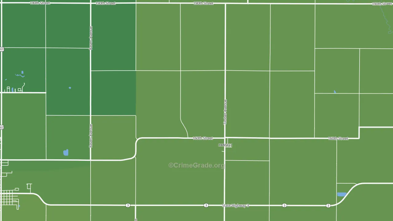 Hansell, IA Map of Vehicle Theft Rates