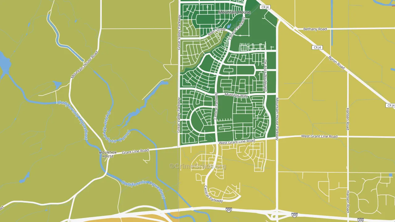 Hansen, Mountain House, CA Map of Vehicle Theft Rates