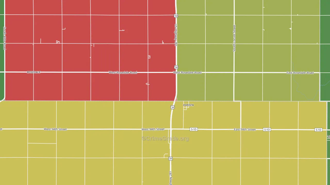 Hansen, NE Map of Vehicle Theft Rates