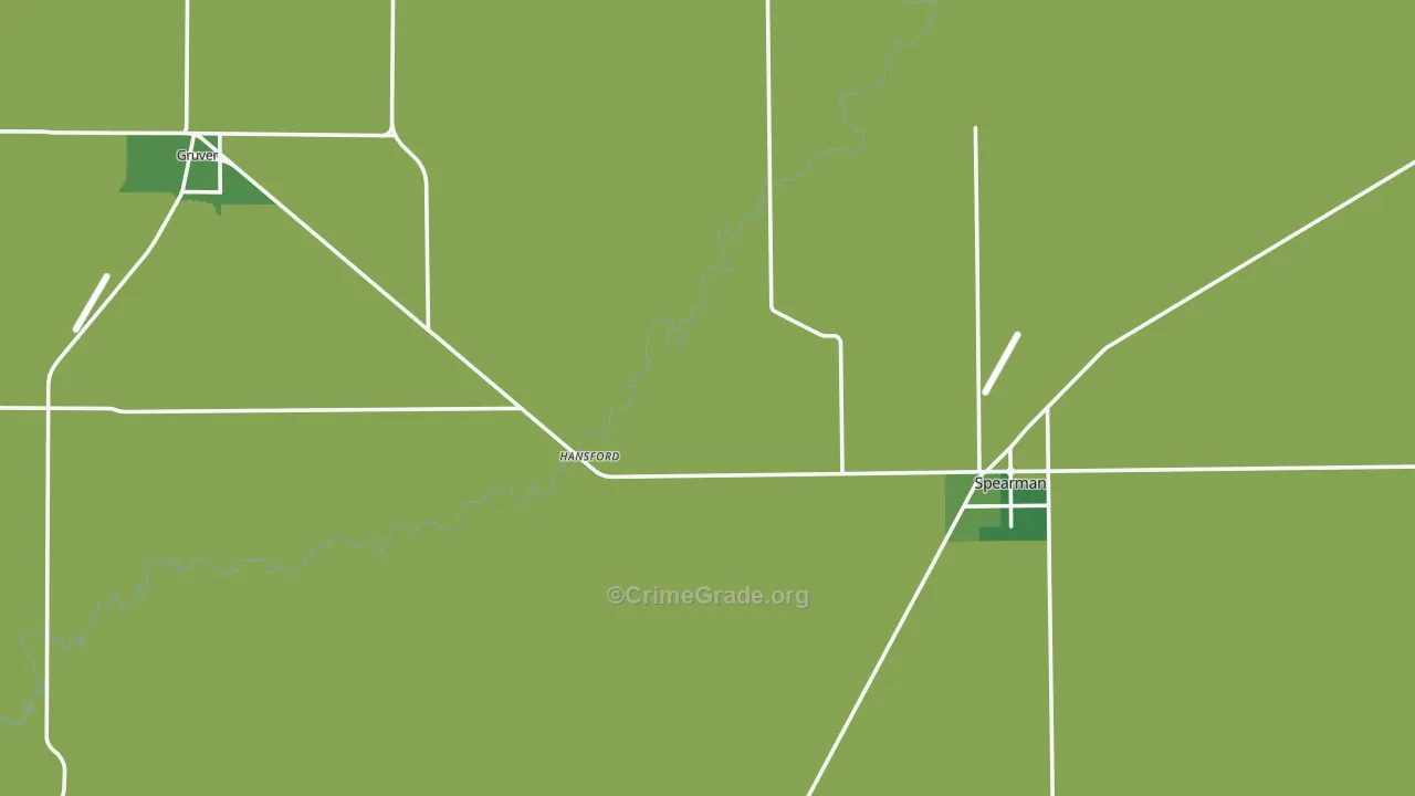 Hansford County, TX Map of Vehicle Theft Rates