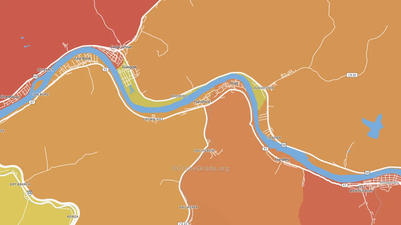 Hansford, WV Map of Vehicle Theft Rates