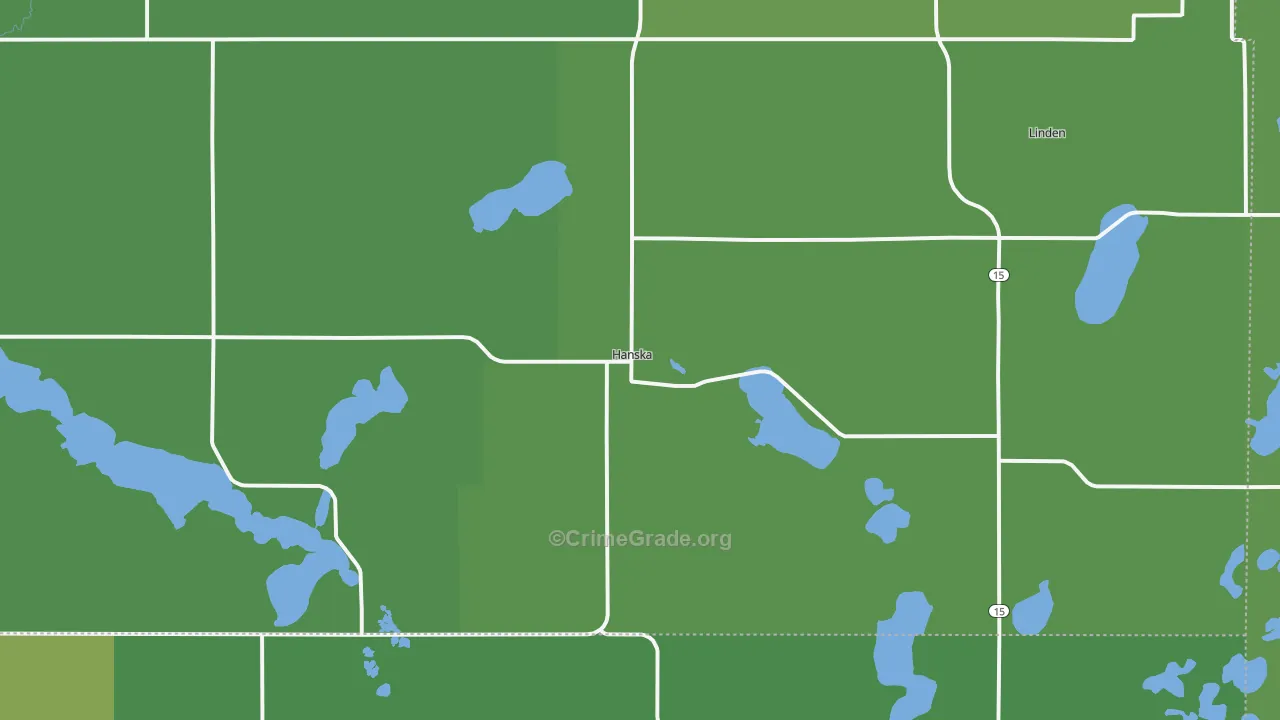 Hanska, MN Map of Vehicle Theft Rates