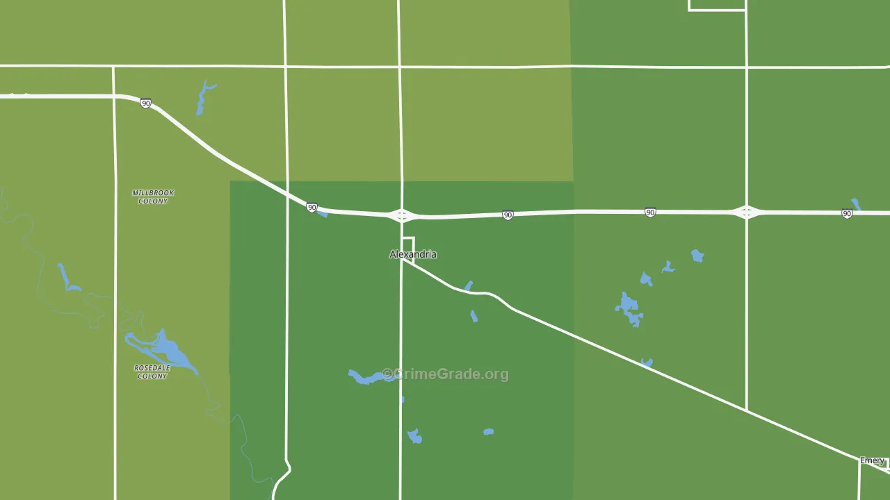 Hanson County, SD Map of Vehicle Theft Rates