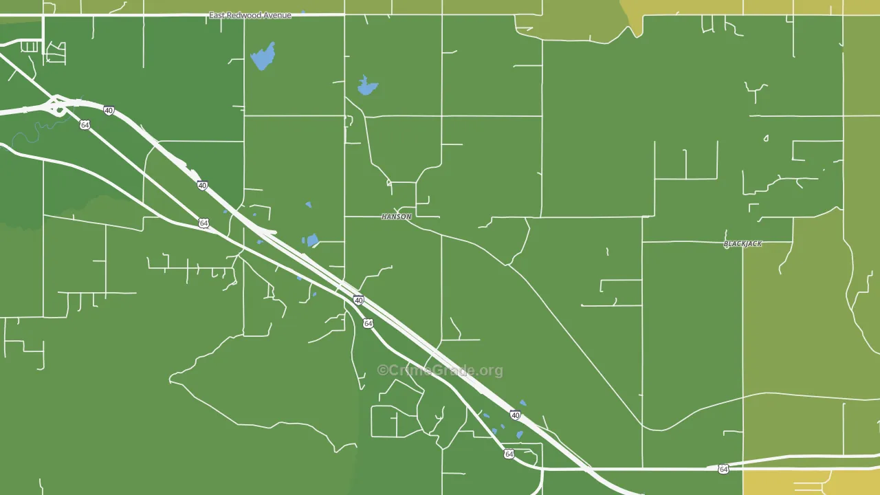 Hanson, OK Map of Vehicle Theft Rates