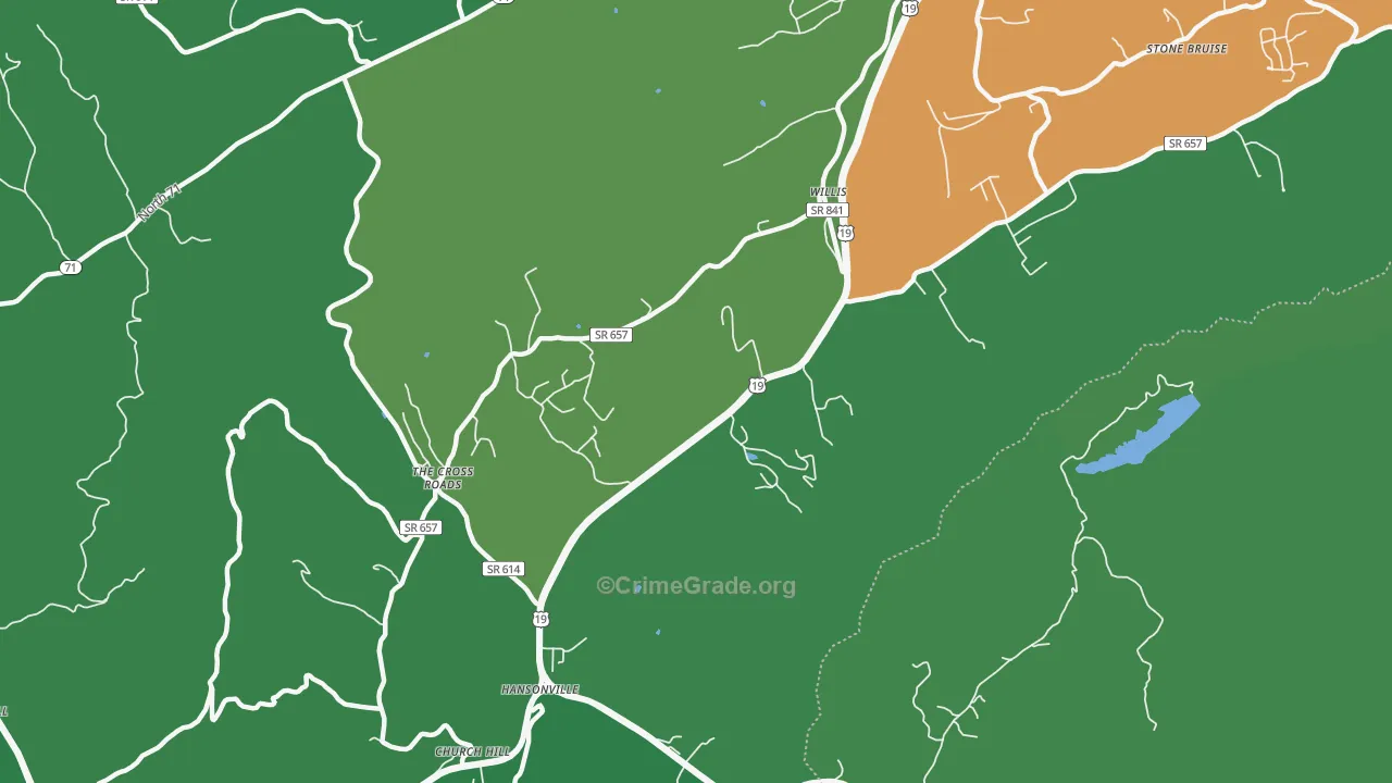 Hansonville, VA Map of Vehicle Theft Rates