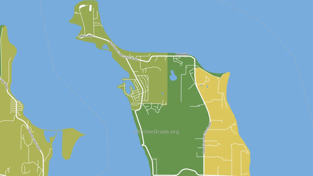 Hansville, WA Map of Vehicle Theft Rates