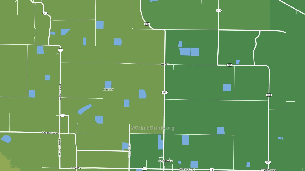 Happy, AR Map of Vehicle Theft Rates